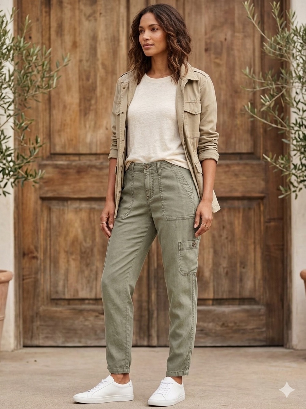 Level 99 Olive Green “Dayla” Utility Jogger Cargo Pants